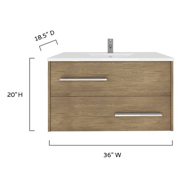 Phaedra 36" Floating Vanity with Integrated Sink, Wood Finish Bed Bath & Beyond 32167352